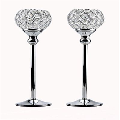 2Pcs Tall Crystal Candle Holders Chamberstick for Anniversary Celebration Mother's Day Table Centerpieces