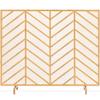 Best Choice Products 38x31in Single Panel Handcrafted Wrought Iron Mesh Chevron Fireplace Screen, Fire Spark Guard for Living Room, Bedroom Dcor w/Distressed Antique Finish - Gold view 1