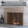 Best Choice Products 38x31in Single Panel Handcrafted Wrought Iron Mesh Chevron Fireplace Screen, Fire Spark Guard for Living Room, Bedroom Dcor w/Distressed Antique Finish - Gold view 2