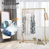 BOSURU Gold Pipe Clothing Racks Freestanding, Modern Metal Clothes Rack Heavy Duty, Easy Assemble Clothing Rack for Hanging Boutiques and Bedroom 47" L view 2