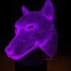 Jinnwell 3D Wolf Dog Night Light Lamp Illusion Led 7 Color Changing Touch Switch Table Desk Decoration Lamps Acrylic Flat ABS Base USB Cable Toy (Bus) view 2