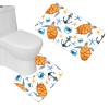 Amagical Blue Starfish Yellow Turtles Pattern 3 Piece Bathroom Mat Set Shower Curtain Set Bath Mat Contour Mat Fabric Waterproof Shower Curtain with 12 Hooks view 3