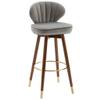 Barstools Modern High-Back, 30" H, Swivel High Stool Velvet Upholstered Kitchen Counter Height Bar Stool Grey Cushion with Wood Leg, Max Load 551lbs view 1
