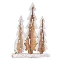 Factory Direct Craft Bulk Case of 4 LED Lit Rustic Snow Tipped Wood Tree Display