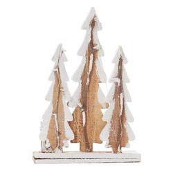 Factory Direct Craft Bulk Case of 4 LED Lit Rustic Snow Tipped Wood Tree Display