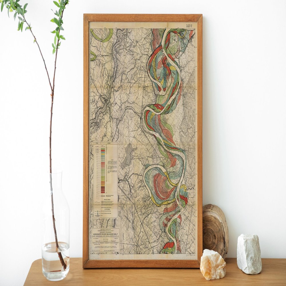Sheet 14-1944 Mississippi River Map - River House Decor Wall Art Gifts - Harold Fisk Ancient River Meander Alluvial Valley Poster Mississipi Mississ Missipi Unframed (11"x16")