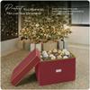 Covermates Keepsakes Adjustable Ornament Storage Box  Heavy-Duty Polyester, Padded Dividers & FlexGrid Trays  Protective Holiday Organizer with Stackable Walls & Label Window, Red view 2
