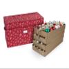 Covermates Keepsakes Adjustable Ornament Storage Box  Heavy-Duty Polyester, Padded Dividers & FlexGrid Trays  Protective Holiday Organizer with Stackable Walls & Label Window, Red Snowflake view 1