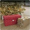 Covermates Keepsakes Adjustable Ornament Storage Box  Heavy-Duty Polyester, Padded Dividers & FlexGrid Trays  Protective Holiday Organizer with Stackable Walls & Label Window, Red Snowflake view 2