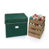 Covermates Keepsakes Adjustable Ornament Storage Box  Heavy-Duty Polyester, Padded Dividers & FlexGrid Trays  Protective Holiday Organizer with Stackable Walls & Label Window, Green view 1