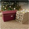 Covermates Keepsakes Adjustable Ornament Storage Box  Heavy-Duty Polyester, Padded Dividers & FlexGrid Trays  Protective Holiday Organizer with Stackable Walls & Label Window, Red view 2