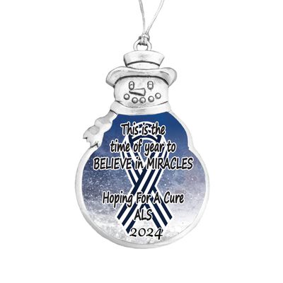 ALS Lou Gehrig's Disease Believe Christmas Ornament Choose Snowman Snowflake Bulb (Snowman)