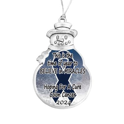 Colon Cancer Awareness Believe Christmas Ornament Choose Snowman Snowflake Bulb (Snowman)