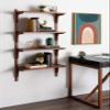 Kate and Laurel Meridien Mid-Century Wall Shelves, 24" x 8" x 24", Walnut, Transitional Wall Decor and Storage view 2