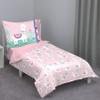 Everything Kids Pink & Mint Llama 4Piece Toddler Bed Set - Comforter, Fitted Bottom Sheet, Flat Top Sheet, Reversible Pillowcase, Pink, Mint, Navy, Raspberry view 1