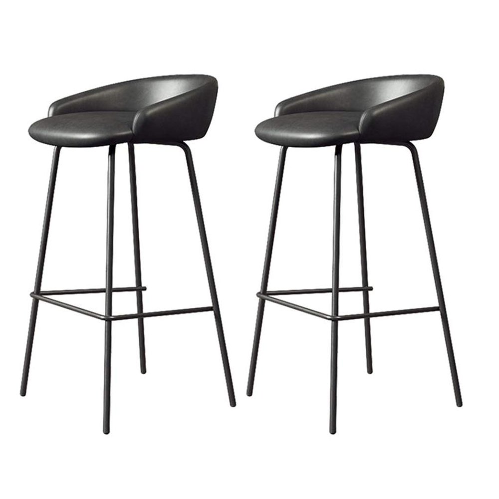 Bar Stools with Backrest and Footrest | Comfortable Cushion Barstool Set of 2 PU Leather Kitchen Bar Counter Restaurant Stools Dining Chairs Maximum Load 330LBS