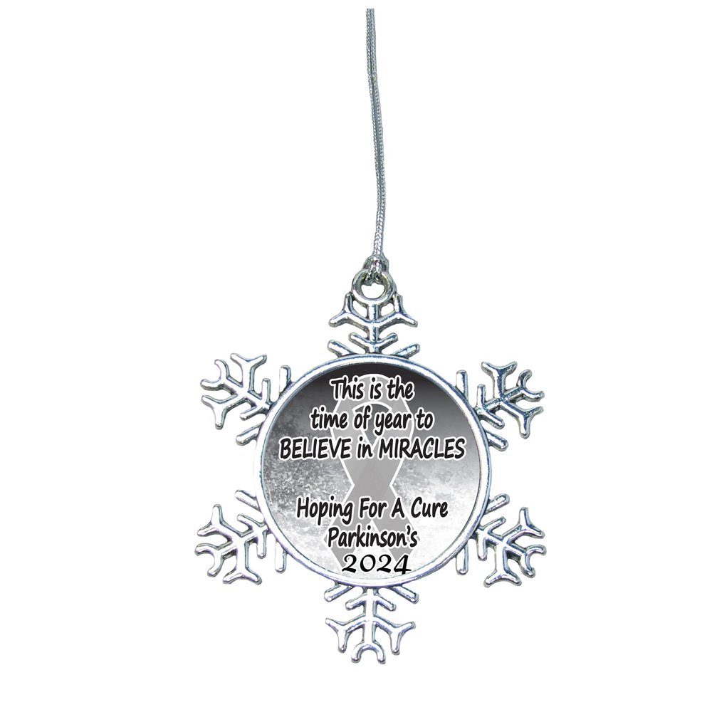 Parkinson's Disease Awareness Believe Christmas Ornament Choose Snowman Snowflake or Bulb (Snowflake)