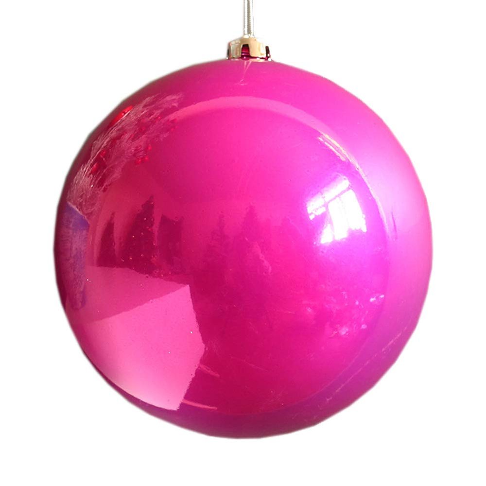 1 Piece Bright Christmas Tree Ornaments Ball Decorative Holiday Ornaments Ball Electroplating Hanging Christmas Ball Ornaments (12CM) (Rose red)