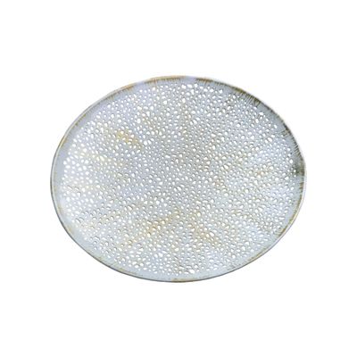 De Kulture Handmade Decorative Plate White Gold Finish Iron Tray, Ideal Centerpiece for Home Dcor Table Floral Decoration in Wedding Engagement Christmas Holiday Party, 9X1.0 (DH) Inches