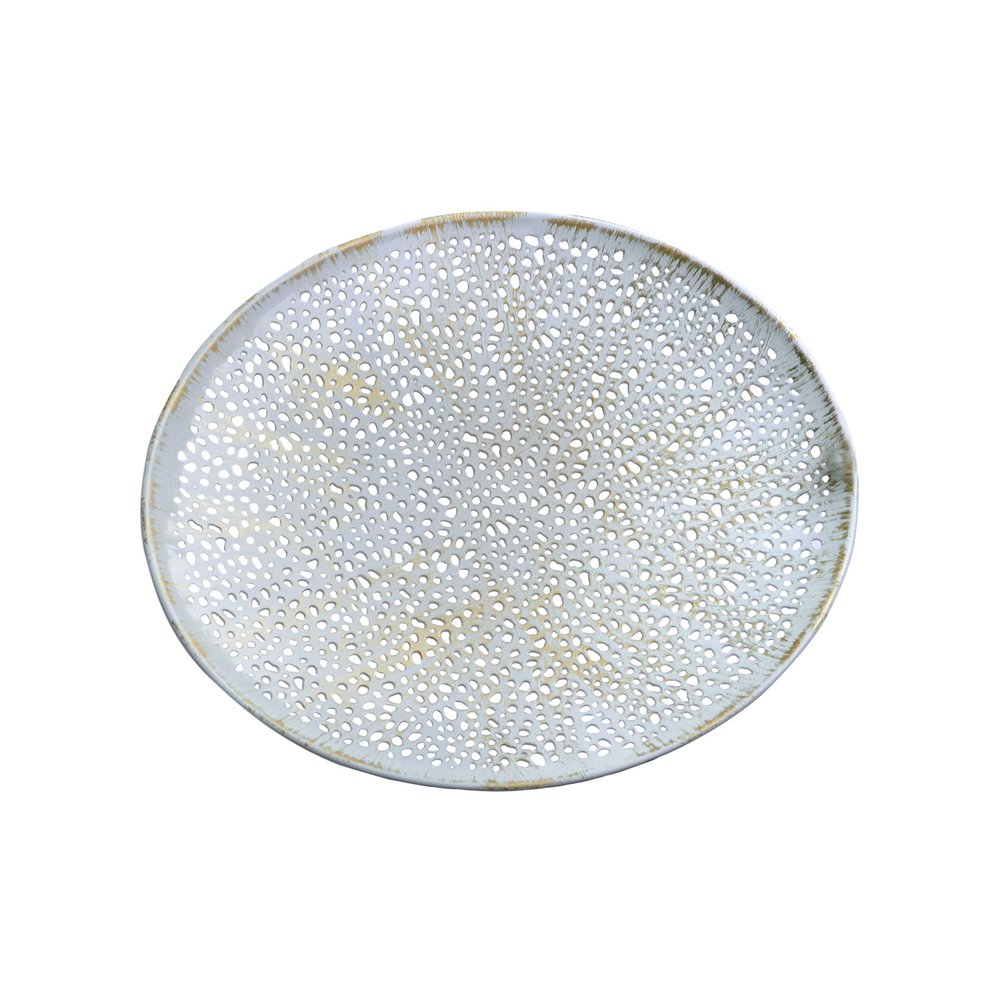 De Kulture Handmade Decorative Plate White Gold Finish Iron Tray, Ideal Centerpiece for Home Dcor Table Floral Decoration in Wedding Engagement Christmas Holiday Party, 9X1.0 (DH) Inches