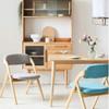 JOYGOOD Folding Chairs Solid Wood Foldable Office Computer Chair Simple Portable Home Back Dining Chair European Sponge Canvas Stool (Color : Gray Wood, Size : 52.5 * 60 * 78.5 cm) view 2