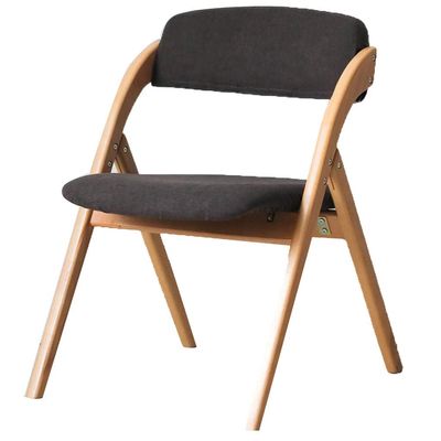 JOYGOOD Folding Chairs Solid Wood Foldable Office Computer Chair Simple Portable Home Back Dining Chair European Sponge Canvas Stool (Color : Black Wood, Size : 52.5 * 60 * 78.5 cm)