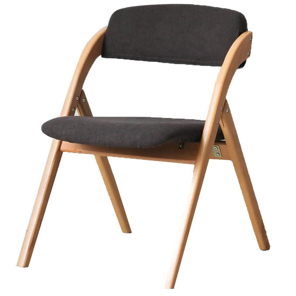 JOYGOOD Folding Chairs Solid Wood Foldable Office Computer Chair Simple Portable Home Back Dining Chair European Sponge Canvas Stool (Color : Black Wood, Size : 52.5 * 60 * 78.5 cm)