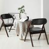 JOYGOOD Folding Chairs Solid Wood Foldable Office Computer Chair Simple Portable Home Back Dining Chair European Sponge Canvas Stool (Color : Black Wood, Size : 52.5 * 60 * 78.5 cm) view 2
