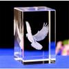 Crystal Glass Peace Dove Figurine, 3D Laser Etched Pigeon Ornament Art, Animal Glass Cube Engraving Statue Peace Dove Sculpture Gifts with Gift Box (50x50x80mm+Rotating Lamp Holder) view 1