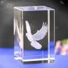 Crystal Glass Peace Dove Figurine, 3D Laser Etched Pigeon Ornament Art, Animal Glass Cube Engraving Statue Peace Dove Sculpture Gifts with Gift Box (50x50x80mm+Rotating Lamp Holder) view 3