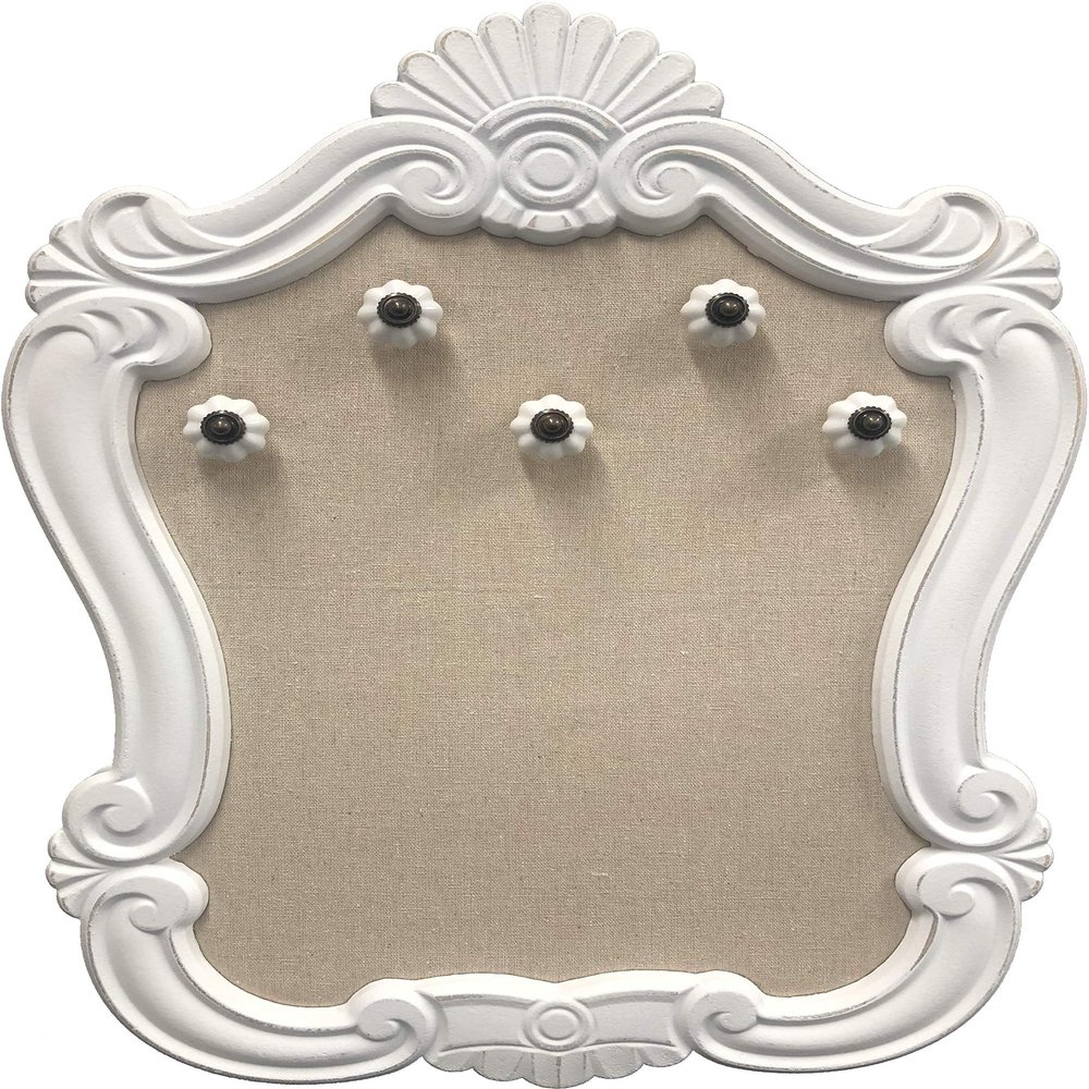 Creative Picture Frames 16" x 20.5" Venice Wall Mounted Jewelry Frame Organizer, Shabby Chic White Decorative Accessory Holder Wall Display