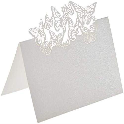Inzopo 50 Butterflies Laser Cut Name Place Cards Wedding Guest Table Cards White by Generic
