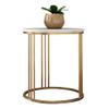 Round Coffee Table Marble Tabletop Side Table Living Room Sofa End Table Circle Home Furniture, White view 1