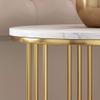Round Coffee Table Marble Tabletop Side Table Living Room Sofa End Table Circle Home Furniture, White view 3