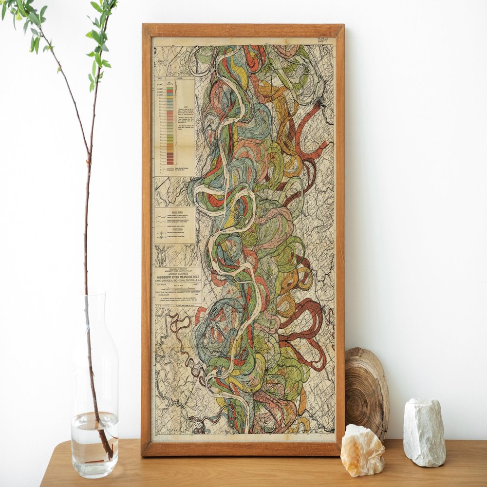 Sheet 7-1944 Mississippi River Map - River House Decor Wall Art Gifts - Harold Fisk Ancient River Meander Alluvial Valley Poster Mississipi Mississ Missipi 11x16 inches Unframed.