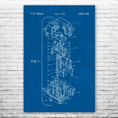 Cherry MX Keyboard Switch Poster Print, Computer Lab Art, Programmer Gift, Hardware Wall Art, IT Tech Gift, Patent Print Blueprint (24 inch x 36 inch)