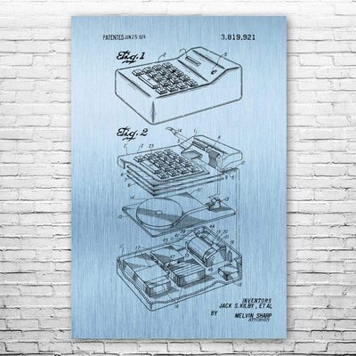 Calculator Poster Print, Math Teacher Gift, Calculator Wall Art, Accountant Gift, Classroom Wall Art, Calculator Decor Blue Steel (24 inch x 36 inch)