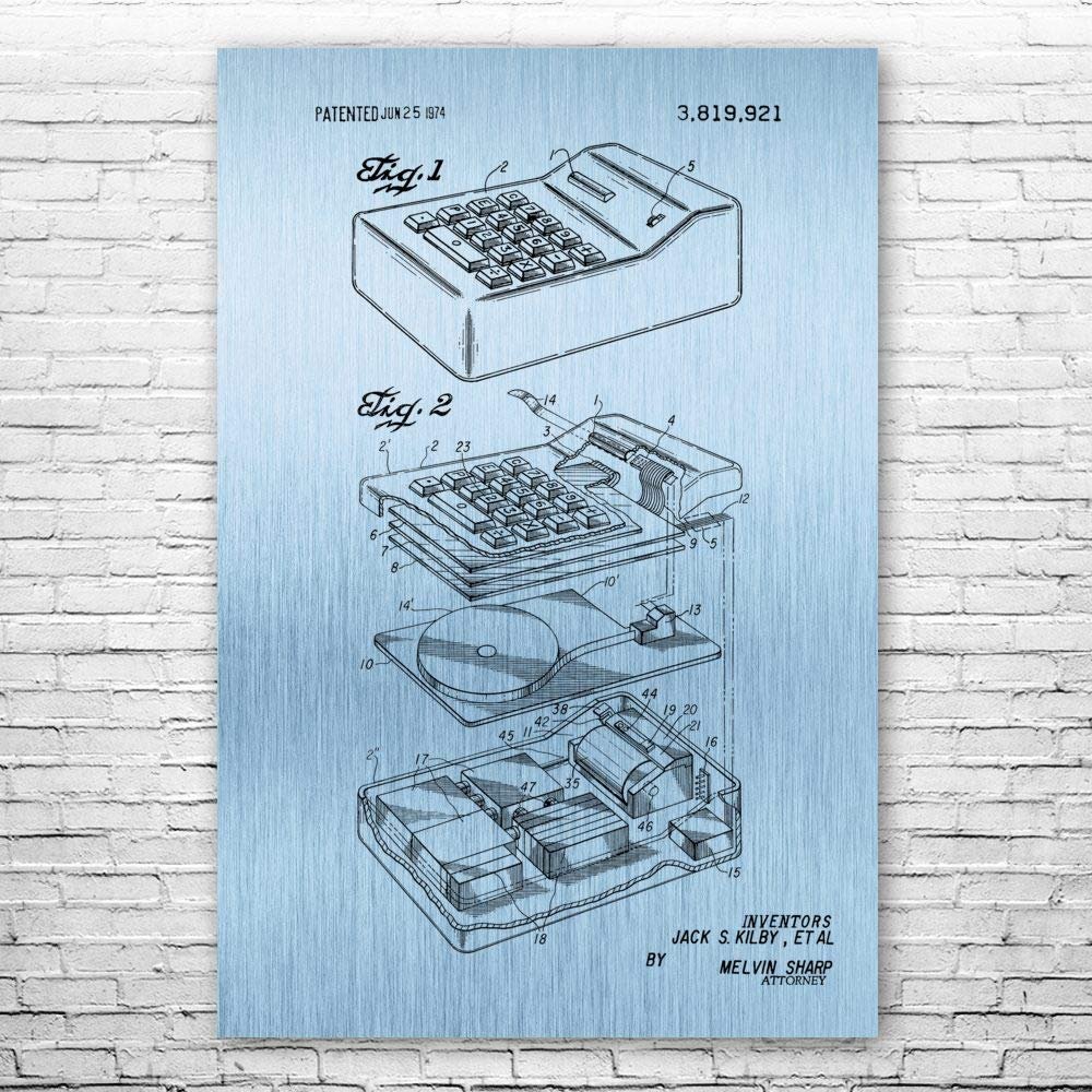 Calculator Poster Print, Math Teacher Gift, Calculator Wall Art, Accountant Gift, Classroom Wall Art, Calculator Decor Blue Steel (24 inch x 36 inch)