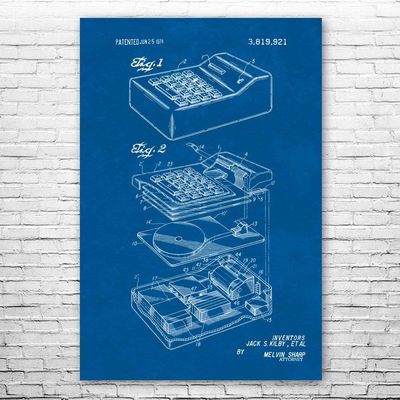 Calculator Poster Print, Math Teacher Gift, Calculator Wall Art, Accountant Gift, Classroom Wall Art, Calculator Decor Blueprint (24 inch x 36 inch)