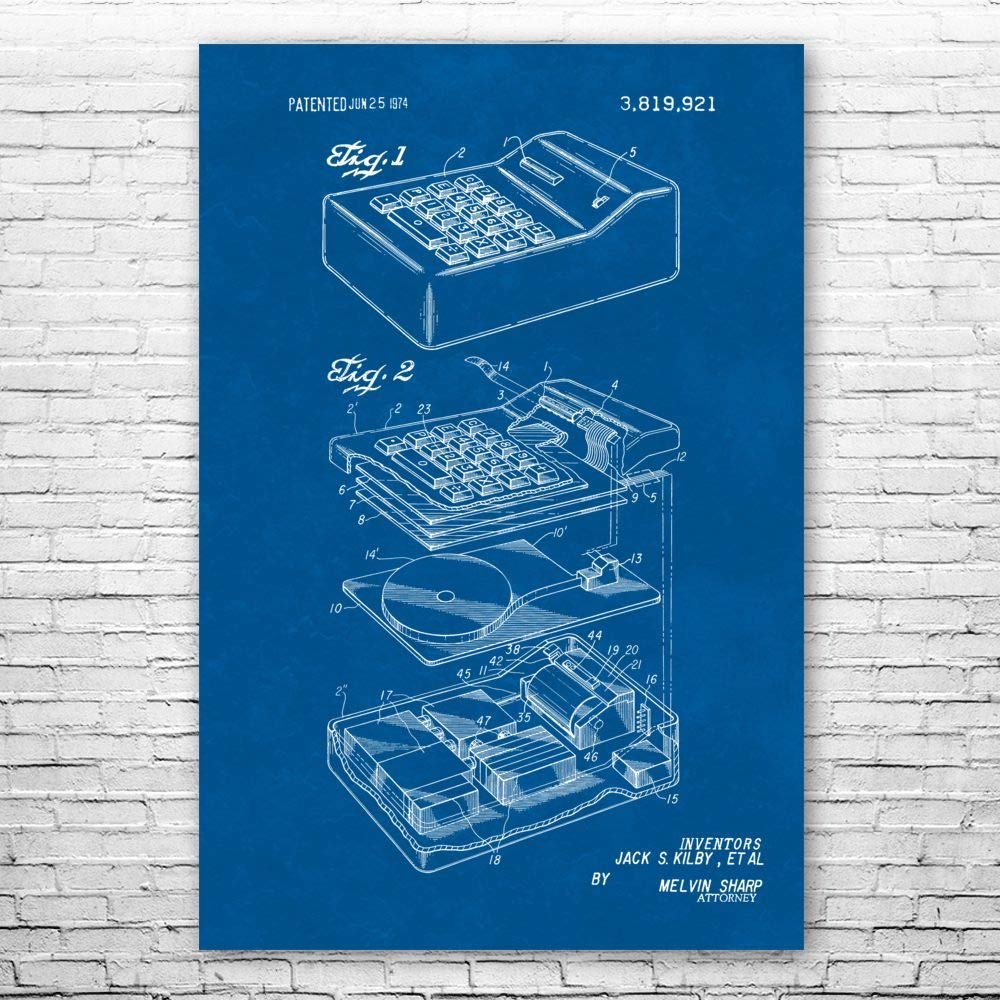 Calculator Poster Print, Math Teacher Gift, Calculator Wall Art, Accountant Gift, Classroom Wall Art, Calculator Decor Blueprint (24 inch x 36 inch)