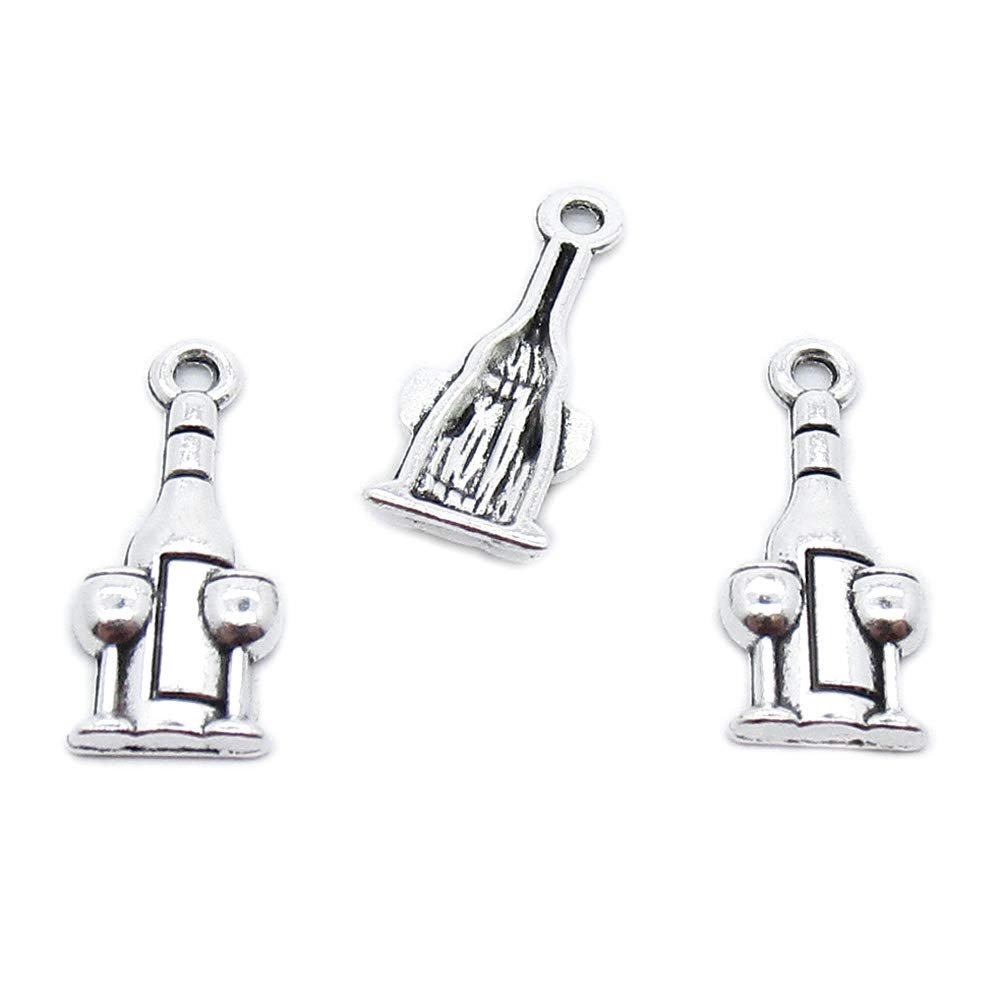 1310 Pieces Antique Silver Plated Jewelry Charms GY04587 Glass Goblet Wine Cup