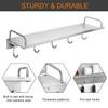 Audmore Kitchen Utensil Rack, Spice Rack with Hooks Wall Mount, Over the Stove Shelf, Stainless Steel, Hanging Storage Wall Shelf for Spatula Spoon, Seasoning Jar Organizer view 3