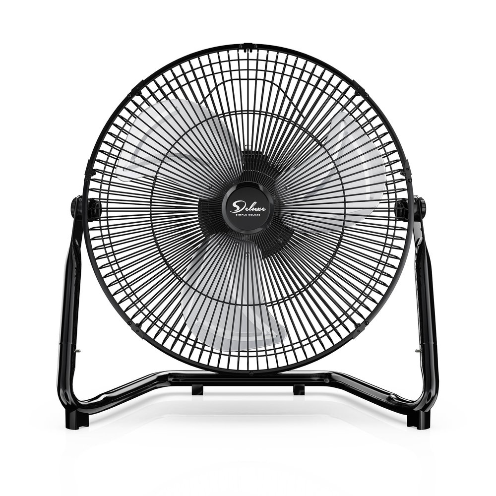 Simple Deluxe 20 Inch 3-Speed High Velocity Heavy Duty Metal Industrial Floor Fans Oscillating Quiet for Home, Commercial, Residential, and Greenhouse Use, Outdoor/Indoor, Black, 20"