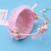 Amosfun Wedding Flower Girl Basket with Handle Jacquard Fabric Bowknot Flower Petal Holder for Ceremony Party Decoration 8.26X8.26X9.84 Inches view 4