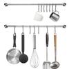 Audmore Kitchen Utensil Rack 2 Pack, 15.6 Inch Pots and Pans Hanging Rack Wall Mounted, 304 Stainless Steel Lid Cooking Utensil Hanger, 7 Sliding Hooks for Spatula Spoon, Measuring Cups, Coffee Mug view 1