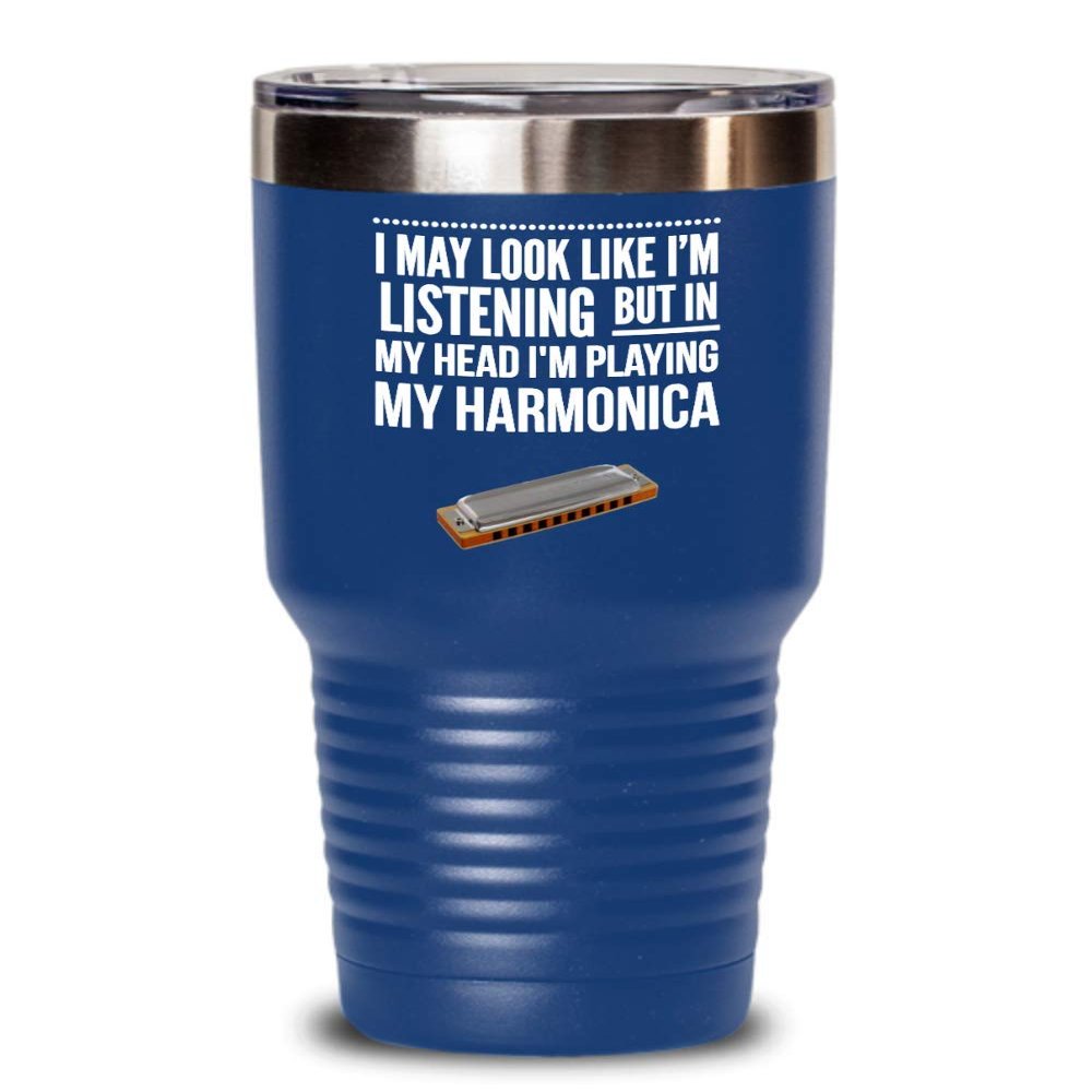 Harmonica Tumbler for Daughter from Mom Harmonica Player Musician Travel Mug for Harmonica Lover Music Coffee Cup