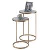 XWZJY Modern Small End Tables,Round Nesting Tables,2 Piece Stackable Coffee Table for Living Room Balcony,Accent Furniture,Wrought Iron Frame view 1