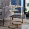 XWZJY Modern Small End Tables,Round Nesting Tables,2 Piece Stackable Coffee Table for Living Room Balcony,Accent Furniture,Wrought Iron Frame view 2