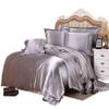 Comfort Bed Store Luxurious Soft Silky Satin 6 Piece (1 Comforter + 1 Duvet Cover + 4 Pillow Cases) Comforter Set, Silver, Olympic Queen view 1