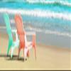 Posterazzi PDXZFPL018BLARGE Bright Adirondak Chairs on The Beach Photo Print, 36 x 24, Multi view 1